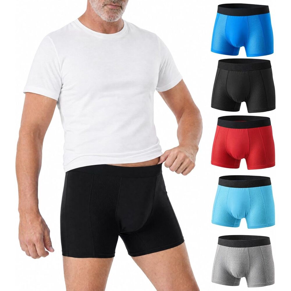 Men's Heavy-Duty Multi-Layer Boxer Briefs Size Medium 5-Pack